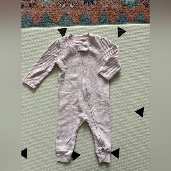 cloud island Other - Cloud Island|Baby girl waffle knit Pink One Piece footless pajamas,long sleeve•